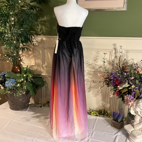 Long black multi strapless prom dress - Picture 3 of 6